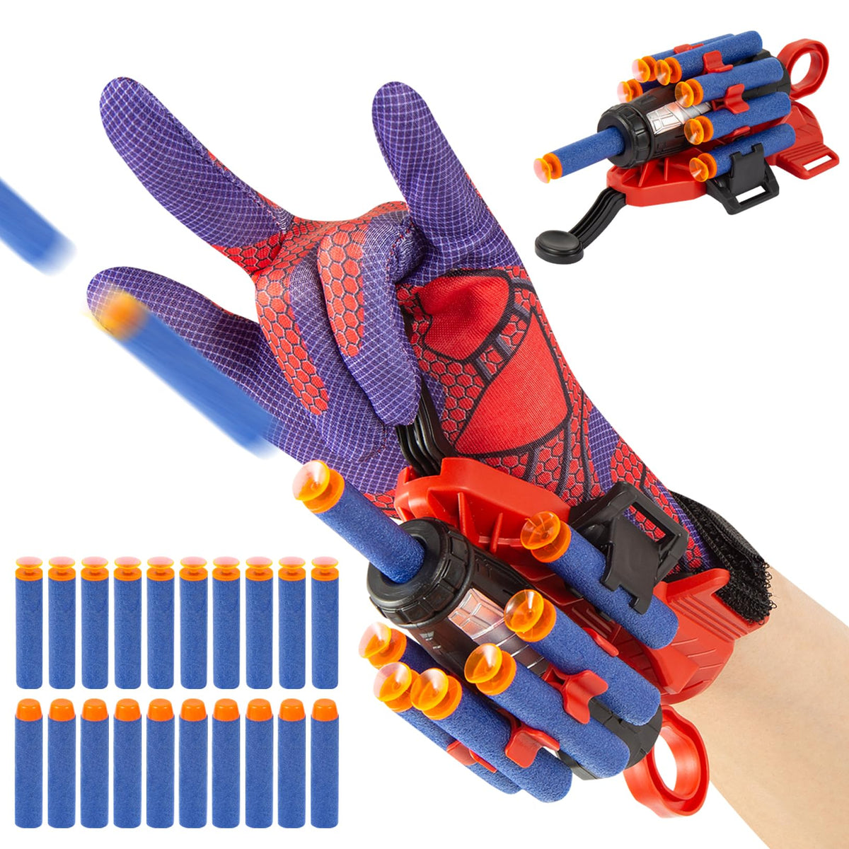 Superhero Dart Launcher Glove Set with 20 Foam Darts
