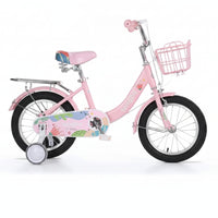 Girls Pink Floral Bicycle with Spring Saddle and Basket