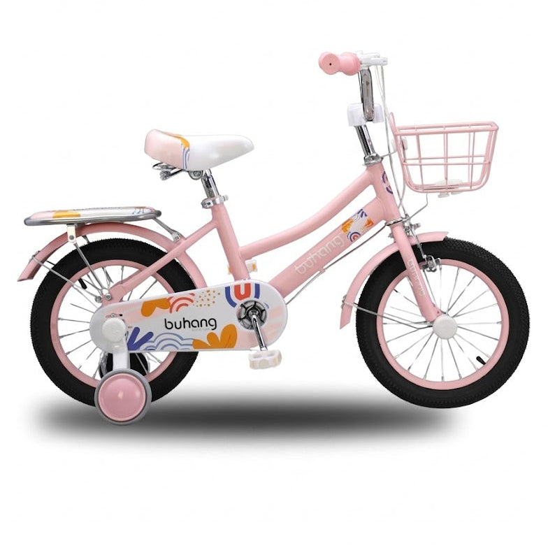 Girls Pink Bicycle with Training Wheels and Basket