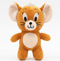 A plush toy of Jerry from Tom and Jerry, featuring his classic orange-brown fur, cream-colored belly and ears, and black embroidered facial details, set against a plain white background.