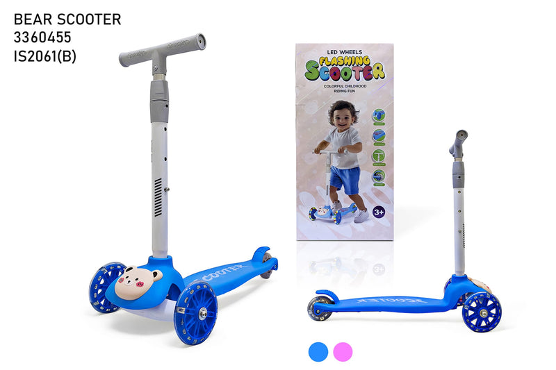 Bear Kids Scooter  - LED Flashing Wheels 3-Wheel Scooter