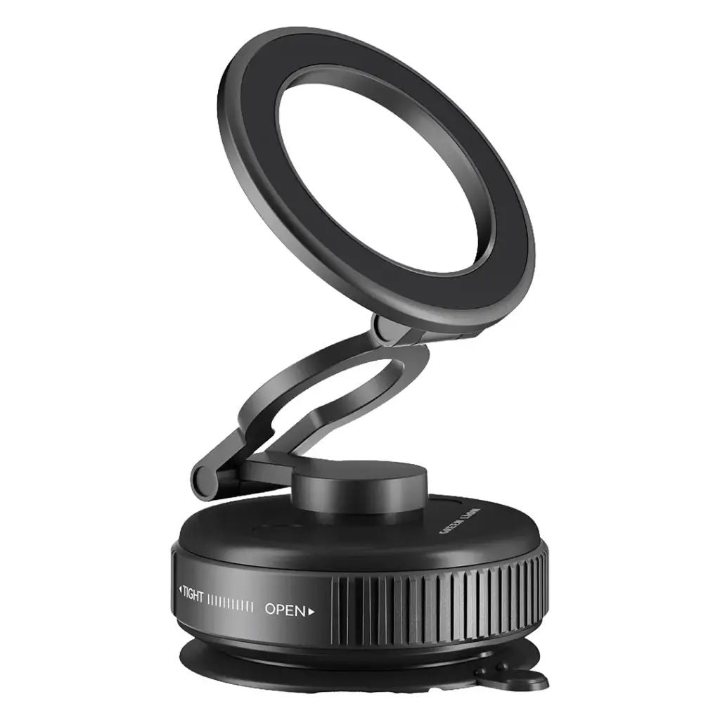 Black adjustable magnifying glass on a white background