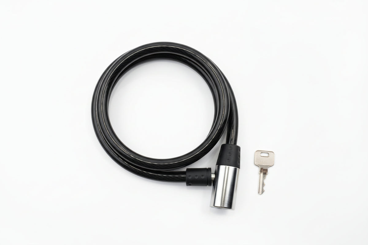 Black security cable with a key on a white background QATAR PRICE
