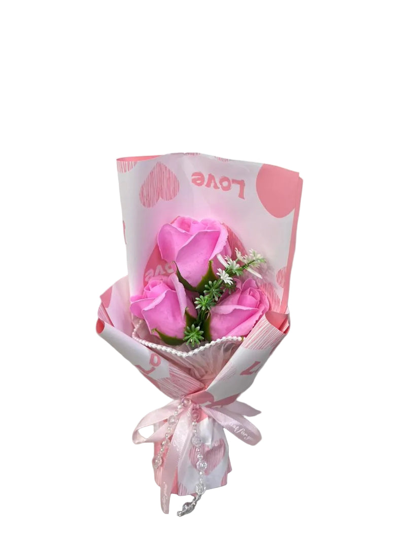 Love Soap Rose Bouquet - 3 Roses Gift Wrap