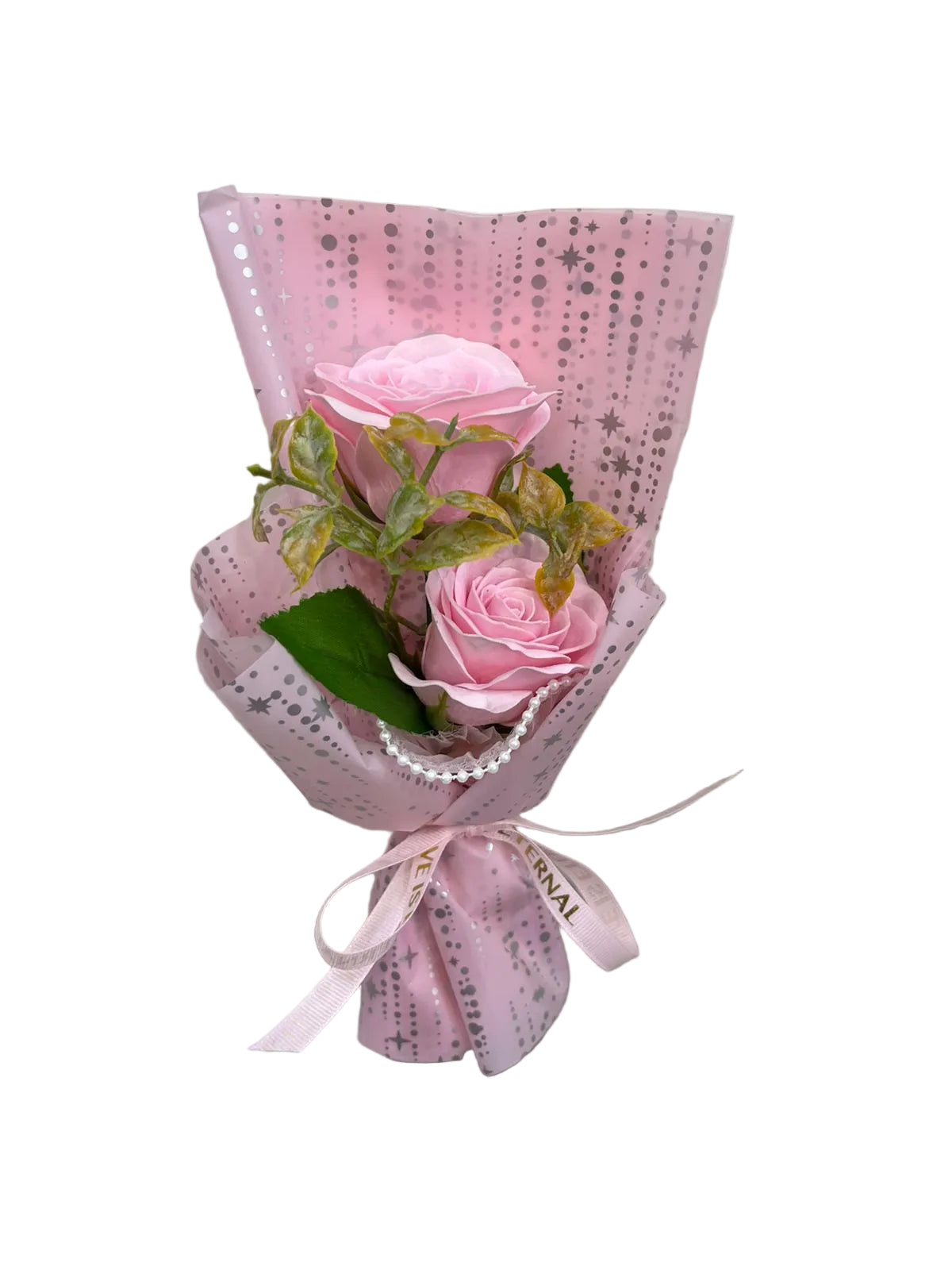 Bouquet of pink roses wrapped in pink paper QATAR PRICE