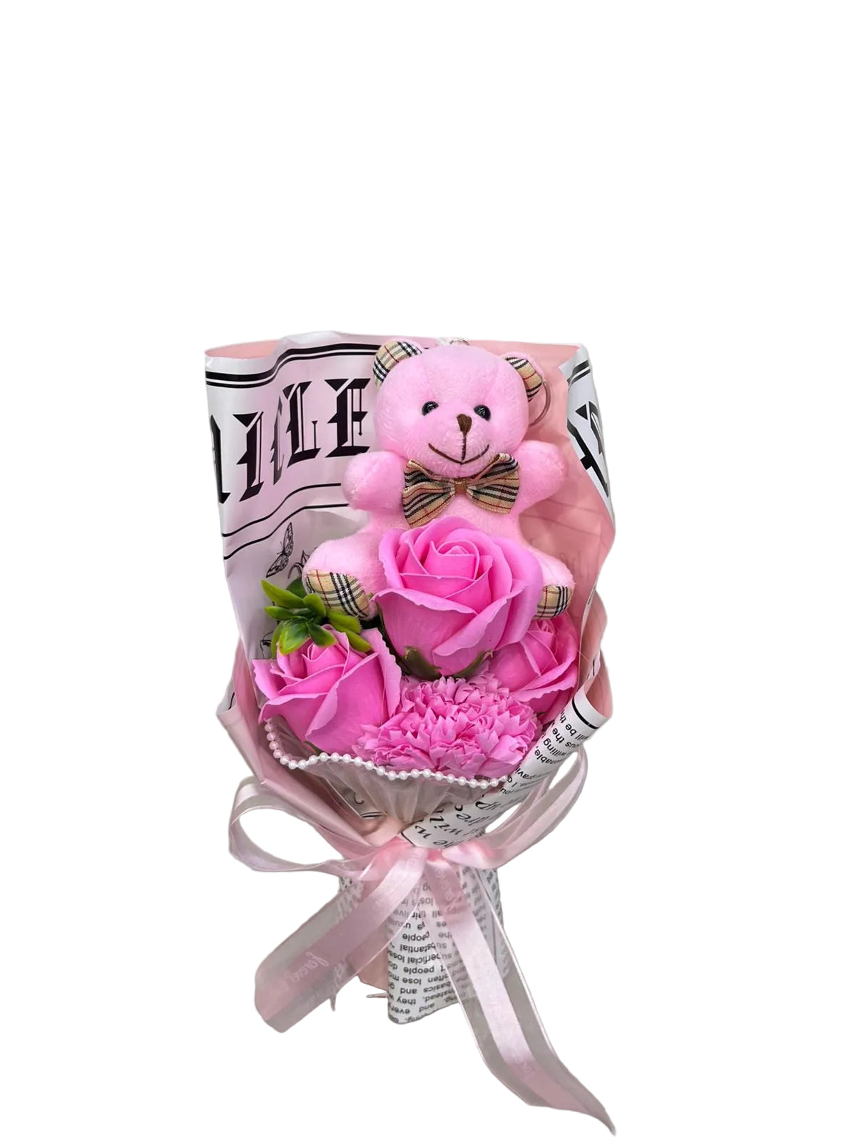 Bouquet with pink teddy bear and flowers QATAR PRICE