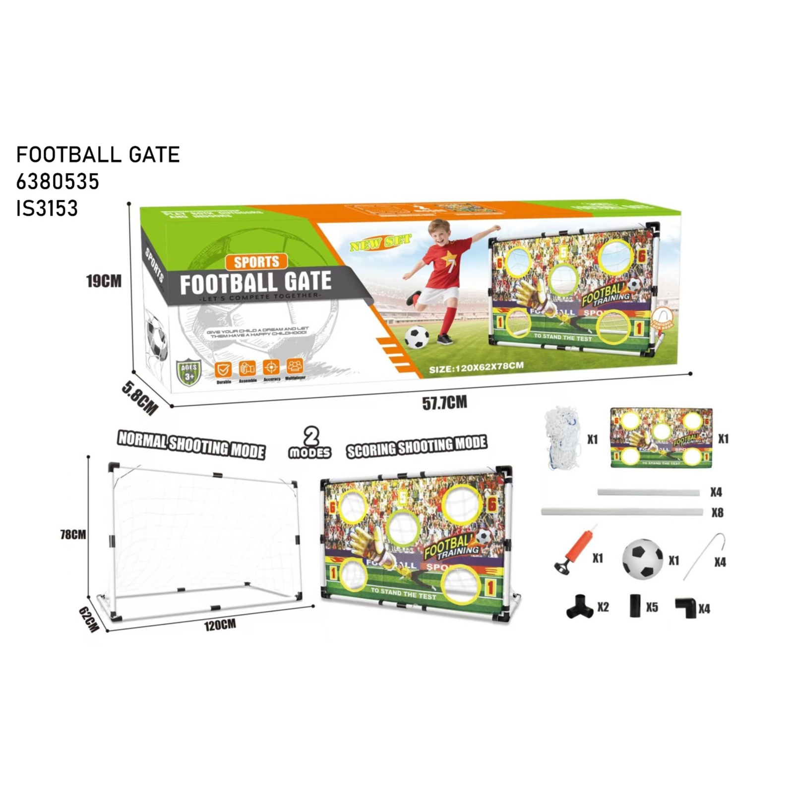 Boxed sports football gate with packaging details and product features on a white background price qatar