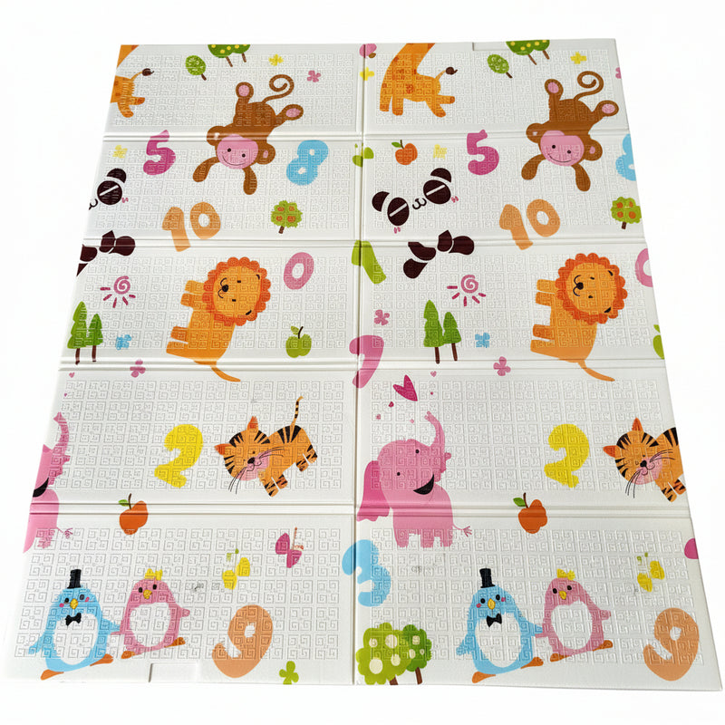 Foldable Baby Play Mat - XPE Foam Crawling Mat 1.5m x 1.8m with Animal Design