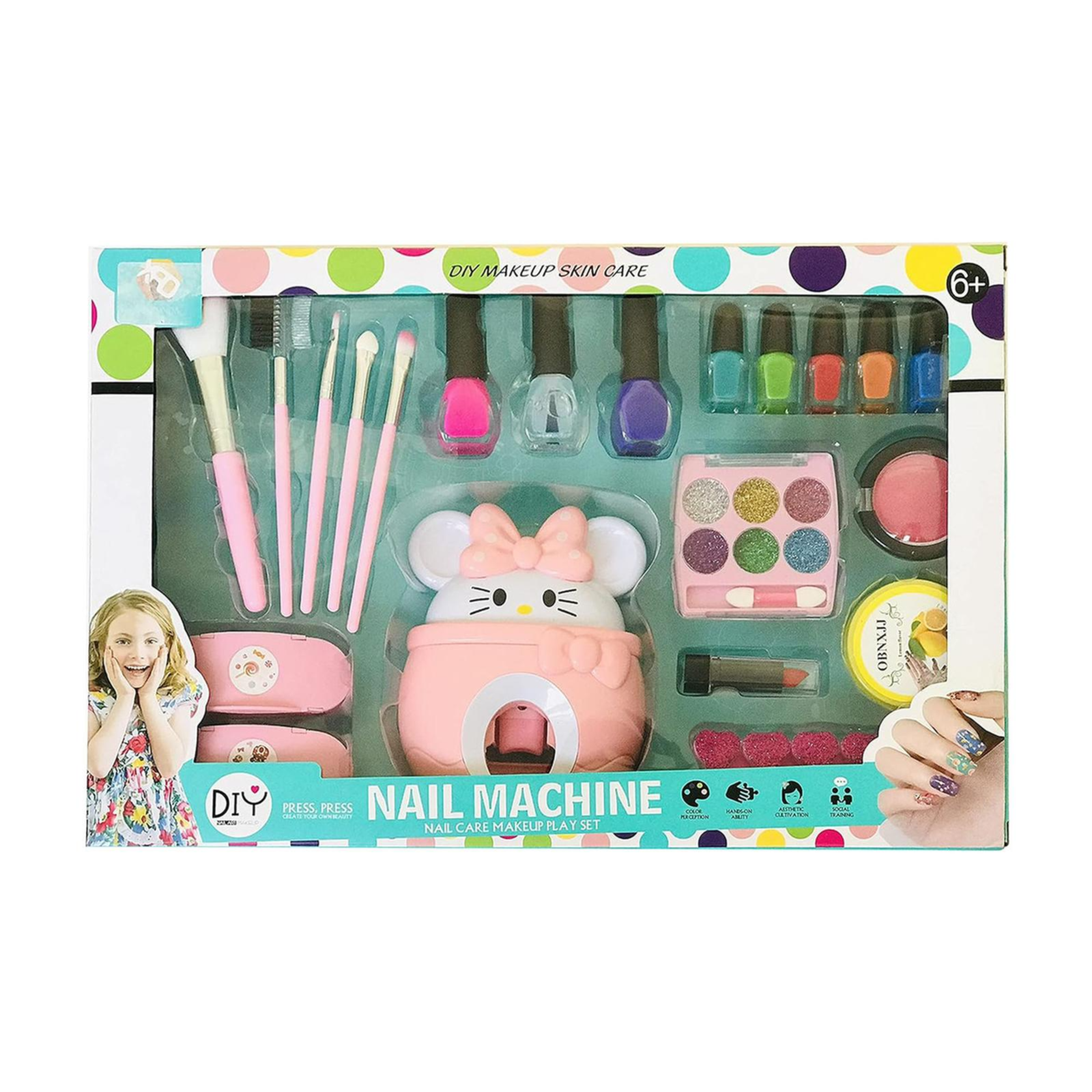 Children's toy makeup set with nail machine and accessories in packaging price qatar
