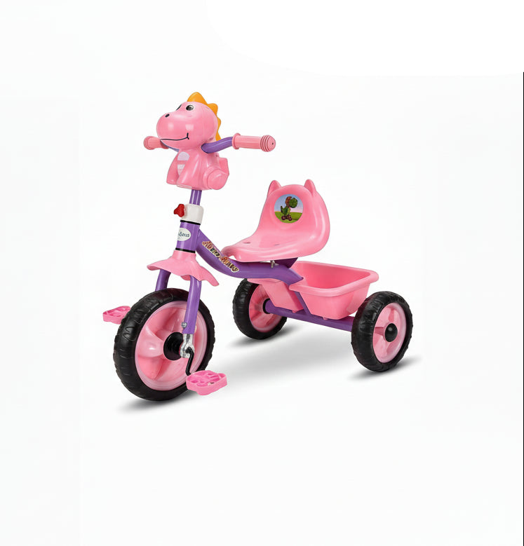PINK Kids Dino Tricycle – Pink Dinosaur Character Ride-On Bike for Toddlers