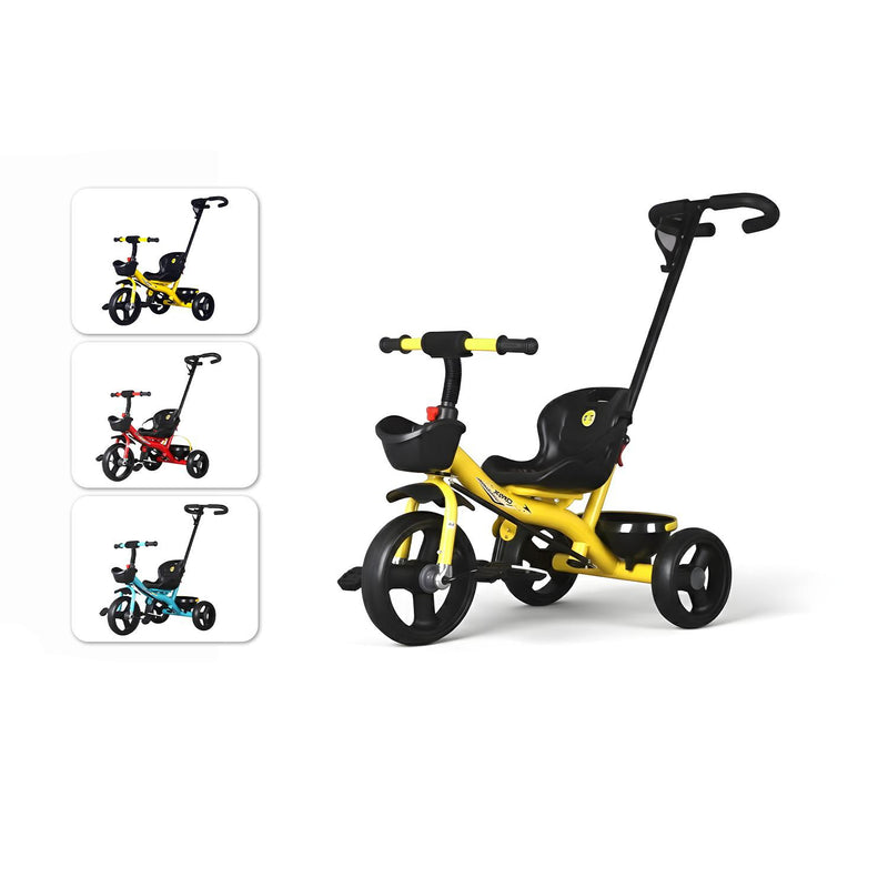 Kids Tricycle with Parent Push Handle - 3-in-1 Convertible Trike with Safety Features