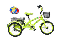 Children's tricycle with basket and helmet on a white background qatar price