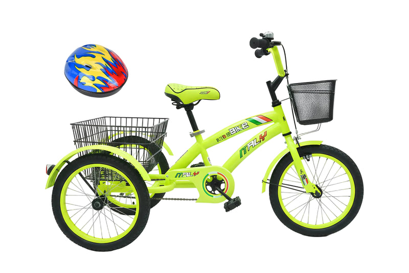 16" Italy Three Wheel Kids Cycle with Basket & Helmet