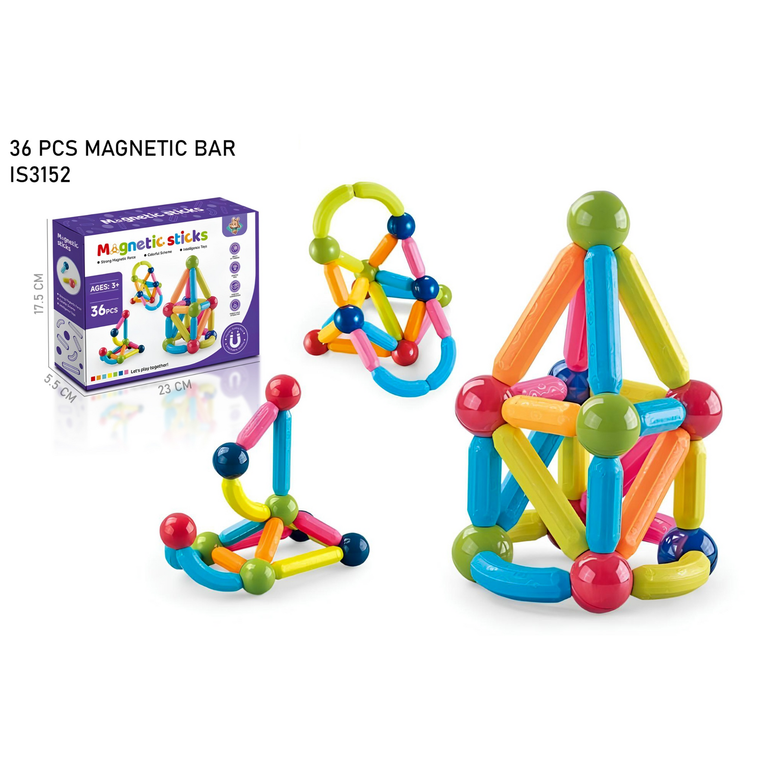 Colorful magnetic building bars with a box on a white background price qatar