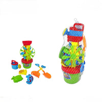 Colorful sand toys set with buckets, shovels, and molds on a white background qatar price