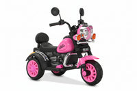 Electric motor bike for children with specifications on a white background