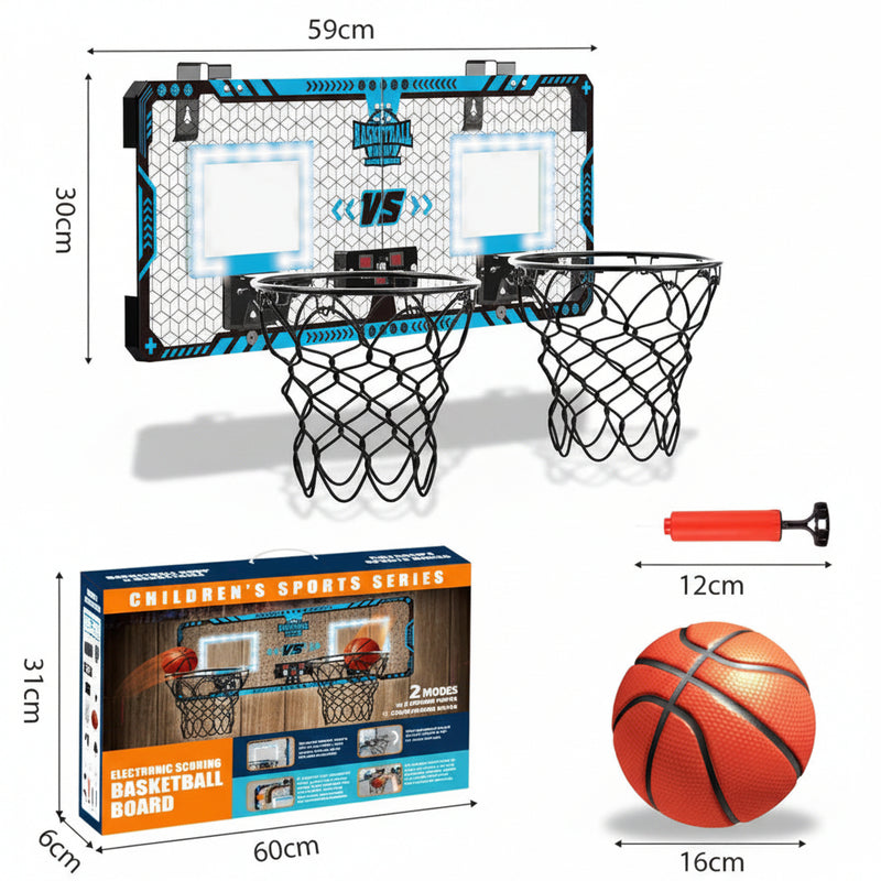 Dual Hoop Electronic Scoring Basketball Board with LED Lights