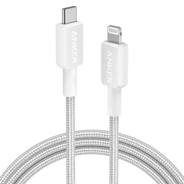Feature,English Keyword,Arabic Keyword
Brand,Anker,أنكر
Type,USB-C to Lightning,من يو إس بي سي إلى لايتنينج
Material,Braided Nylon,نايلون مضفر / قماشي
Color,White / Silver,أبيض / فضي