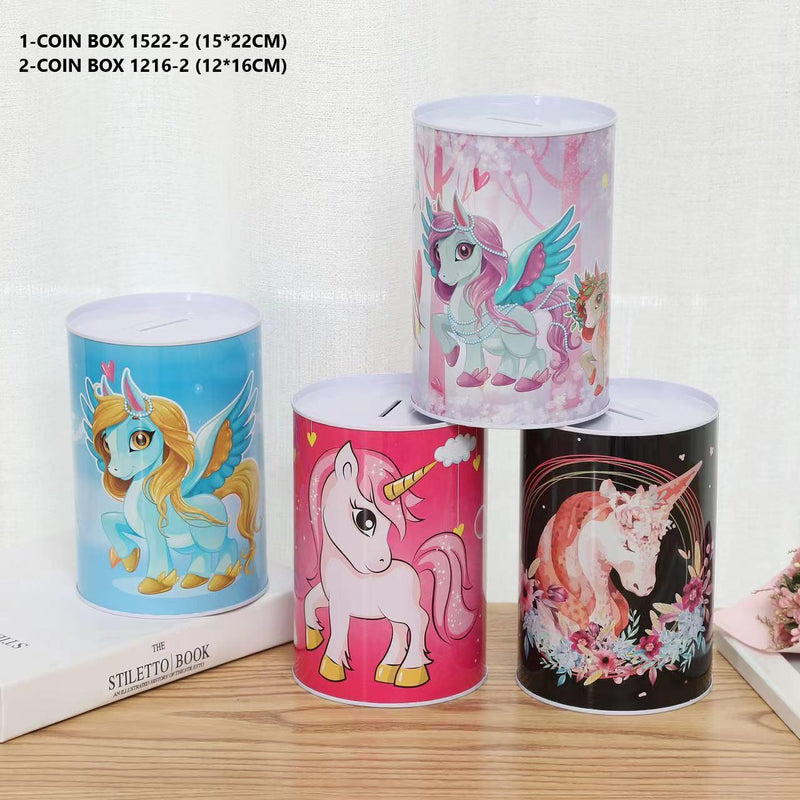 Unicorn Coin Bank - Metal Piggy Bank Savings Tin for Kids