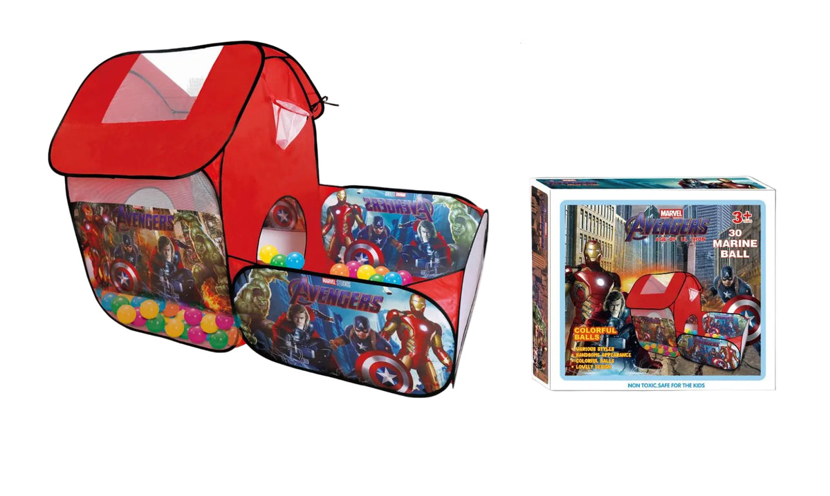 Marvel Avengers Kids Play Tent with Tunnel & 30 Marine Balls - Large 152x80x106cm