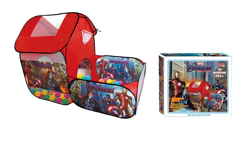 Marvel Avengers Kids Play Tent with Tunnel & 30 Marine Balls - Large 152x80x106cm