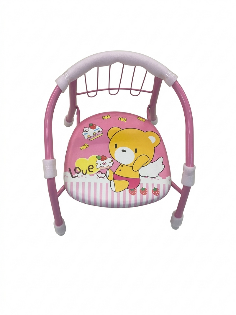 Baby Chair Pink Bear Love - Metal Frame Toddler Chair