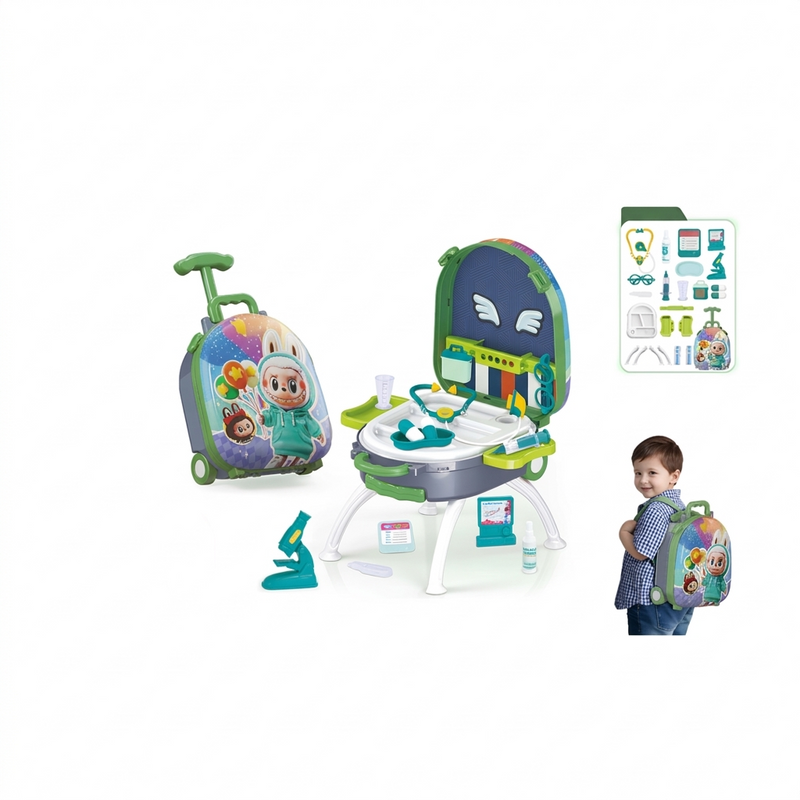 Doctor's Trolley Backpack Playset - Kids Medical Kit with Wheels