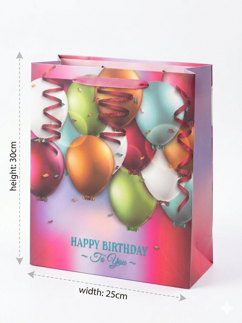 Happy Birthday Gift Bag – Balloon Design (30x25cm)