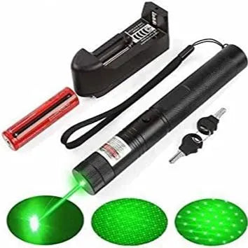 High Power Green Laser Pointer with Star Cap & Rechargeable Battery