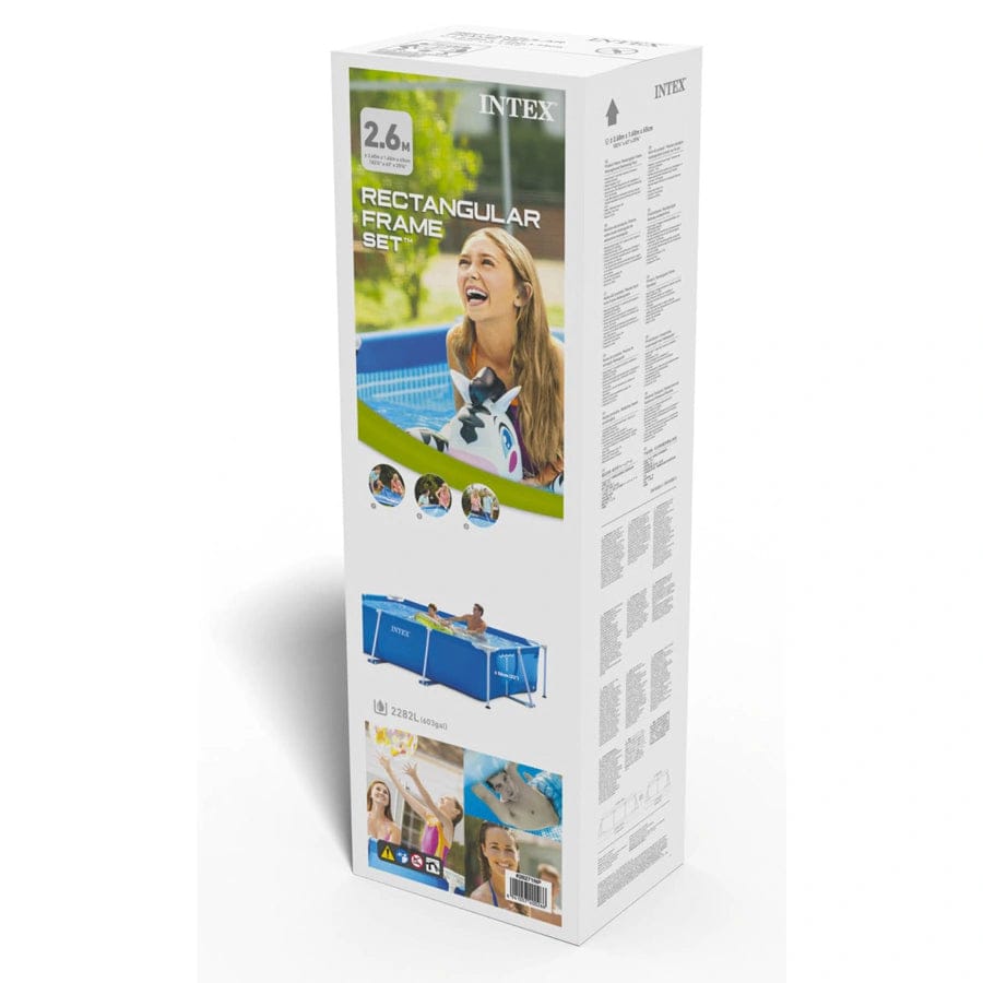 Intex rectangular frame pool set packaging on a white background QATAR PRICE