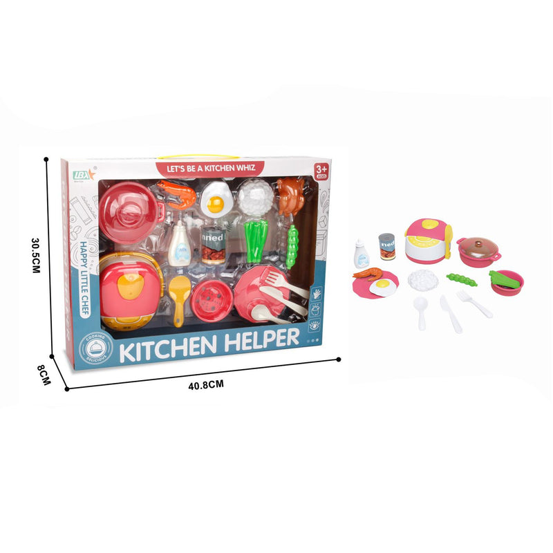 Kitchen Helper Cooking Playset - Happy Little Chef with Pots, Pans & Food Accessories
