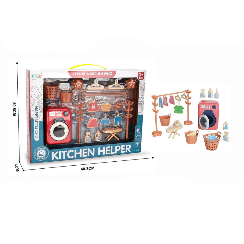 Kitchen Helper Laundry Playset - Happy Little Chef with Washing Machine & Accessories