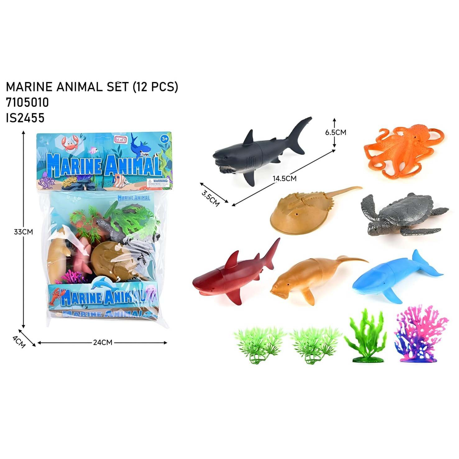Marine animal set with packaging, animals, and decorative plants on a white background price qatar