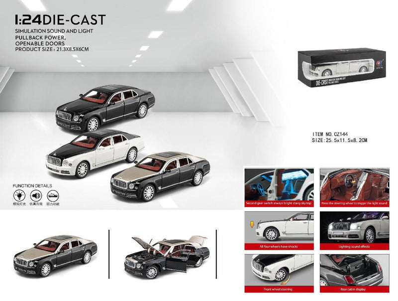Bentley Mulsanne Die-Cast Model 1:24 Scale - Ultra-Luxury Sound & Light Edition