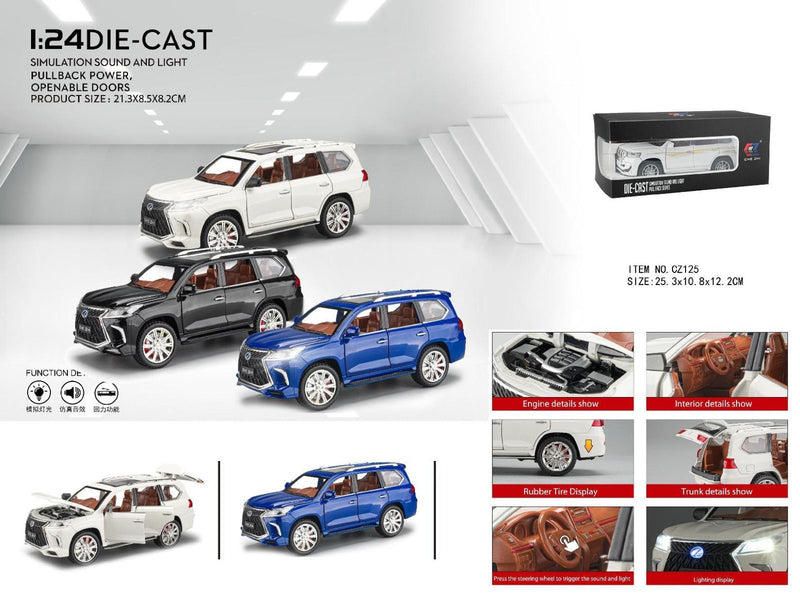 Lexus LX600 Die-Cast Model 1:24 Scale - Premium Sound & Light Edition with Opening Parts