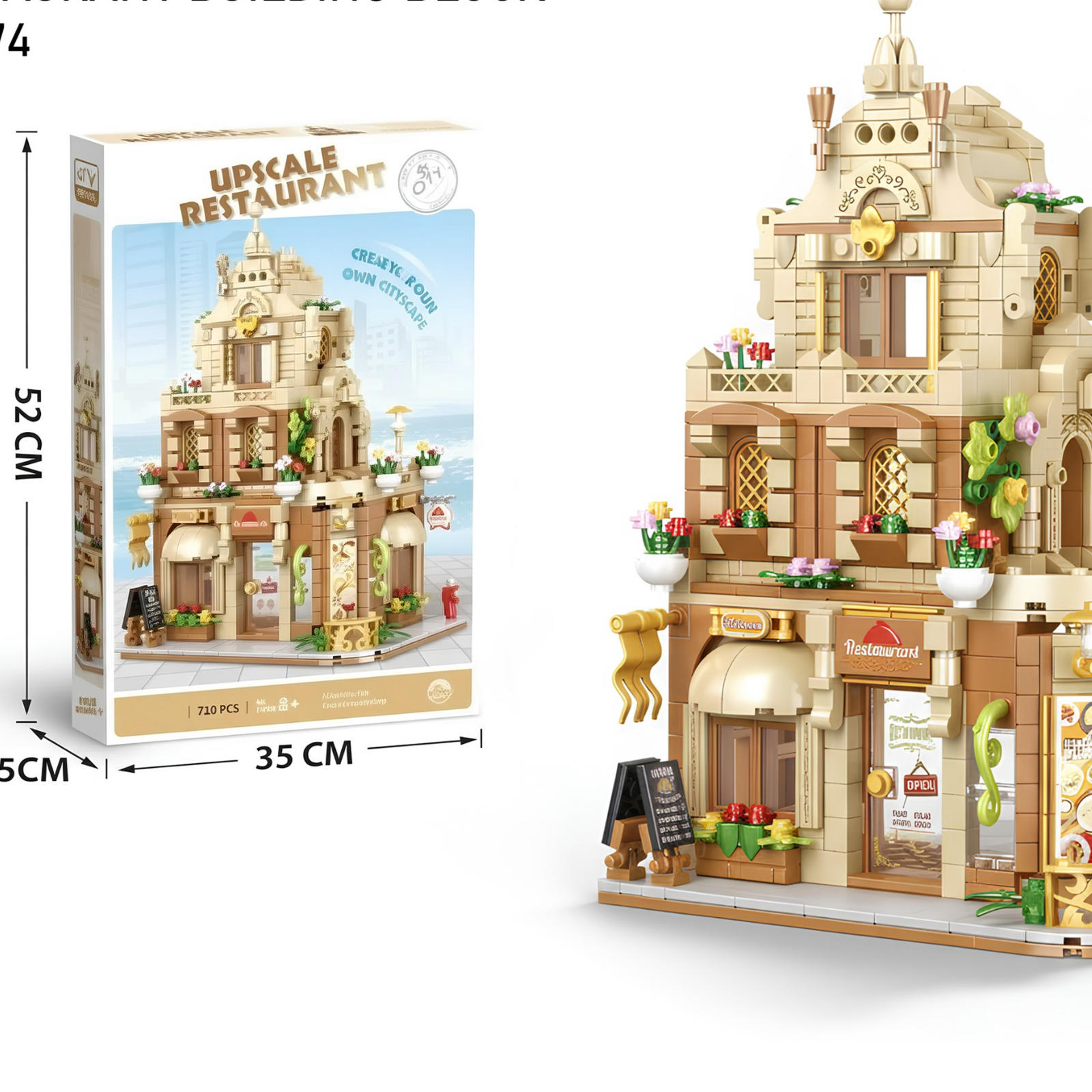 Model of an upscale restaurant building with a matching box on a white background price qatar