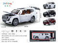 Model toy car of Land Cruiser LC300 with packaging and specifications on a white background QATAR