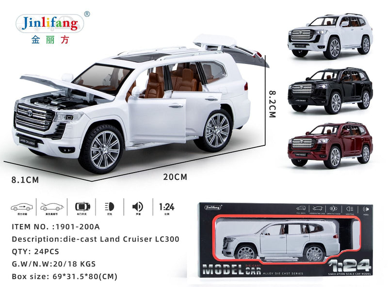 Toyota Land Cruiser LC300 Die-Cast Model 1:24 Scale - Premium Edition with Opening Doors