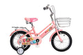 Pink children's bicycle with a basket on a white background qatar price