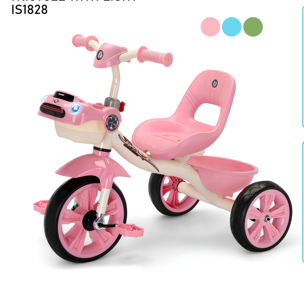 Pink children's tricycle with a seat on a white background price qatar