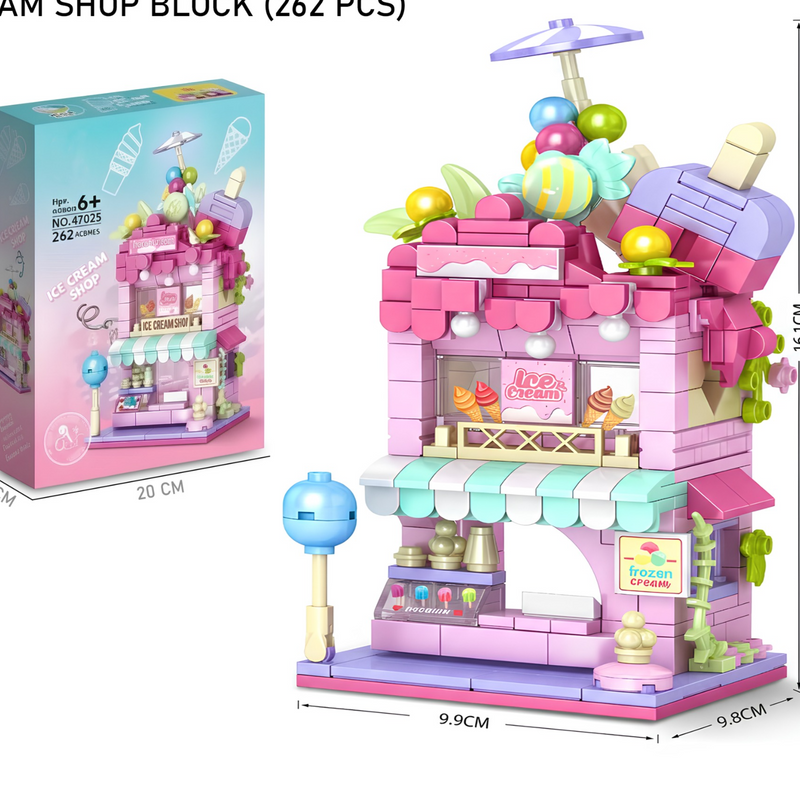 هذه مجموعة مكعبات بناء متجر آيس كريم من سلسلة LOZ Street Mini