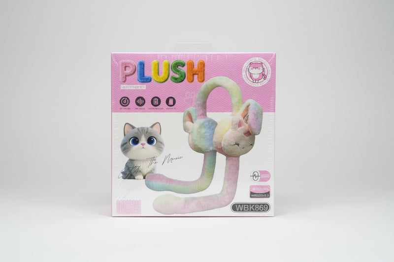 Plush Cat Wireless Headphones WBK869 - Rainbow