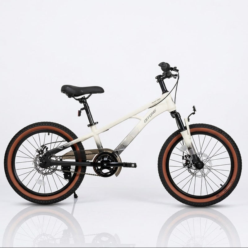 Qitong 22-Inch Kids Mountain Bike with Disc Brakes - White