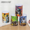 Set of four colorful coin boxes with character designs on a wooden  surface. QATAR PRICE
