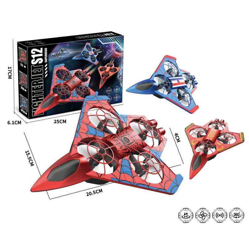 Superhero Fighter Jet S12 RC Drone - 360 Flip Stunt Plane