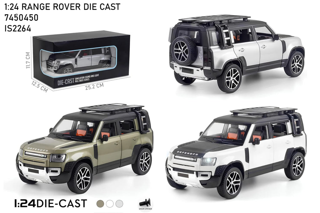 Three diecast models of Range Rover vehicles on a white background with packaging.QATAR