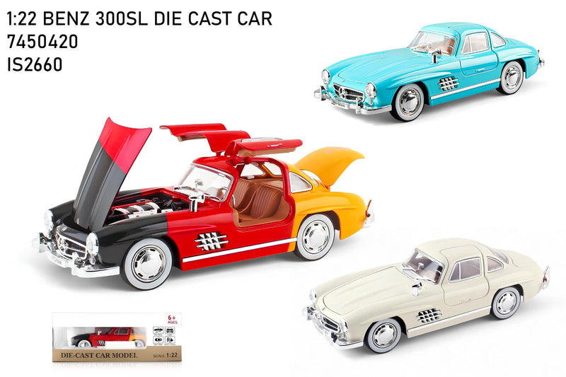 1:22 Mercedes-Benz 300SL Gullwing Die Cast Car - Classic Icon