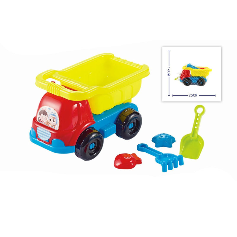 Beach Truck Sand Toy Set with Tools - Dump Truck with Shovel, Rake & Molds