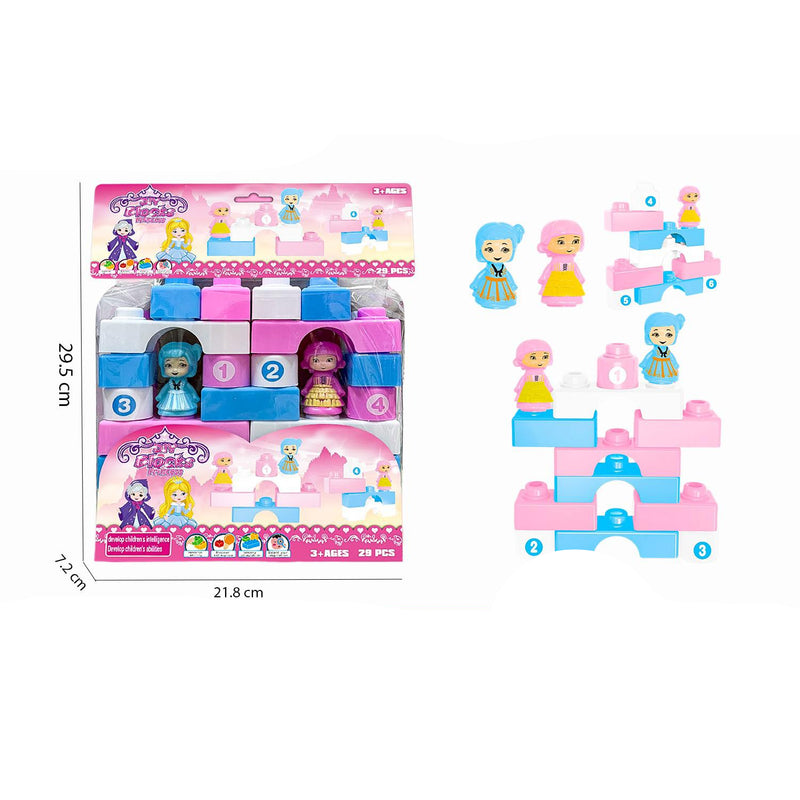 Princess Building Blocks Set with Dolls - 28 Pieces | Educational Construction Toy