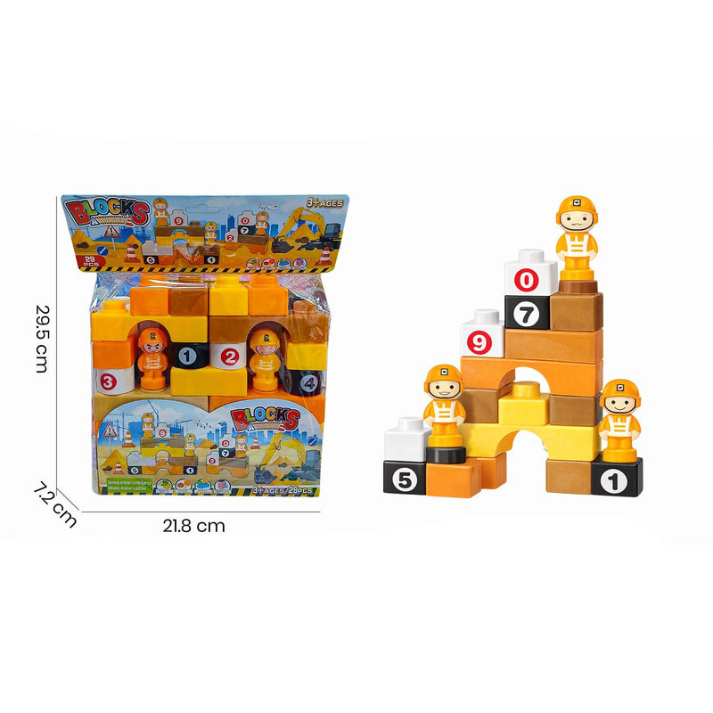 Construction Worker Building Blocks Set - 29 Pieces | Educational STEM Toy for Kids